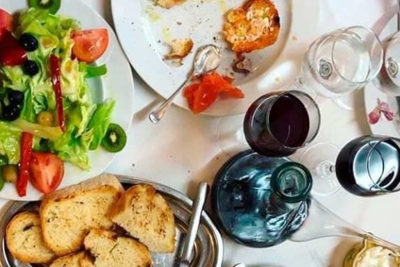 a plate of food on a table