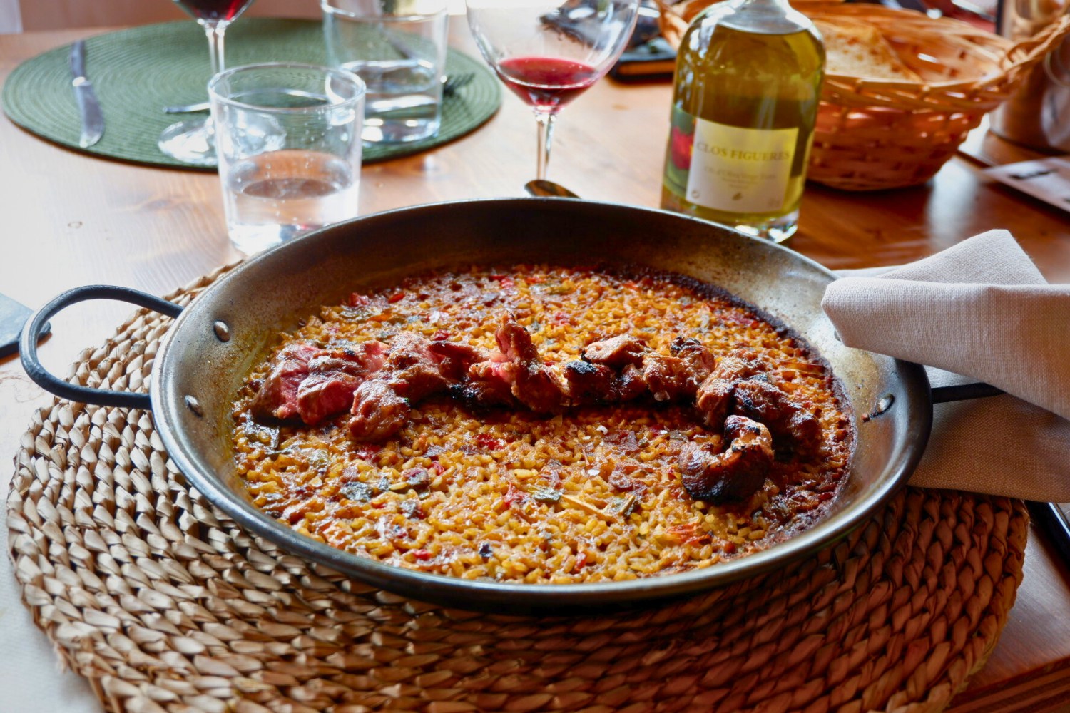 a close up of a plate of food on a table