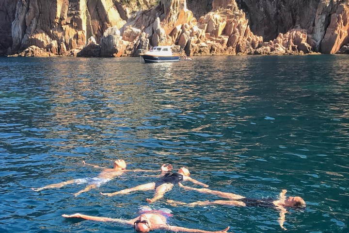 a person swimming in the water