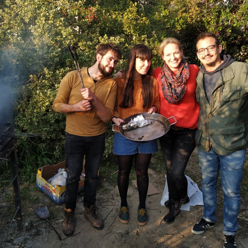 a group of people posing for the camera