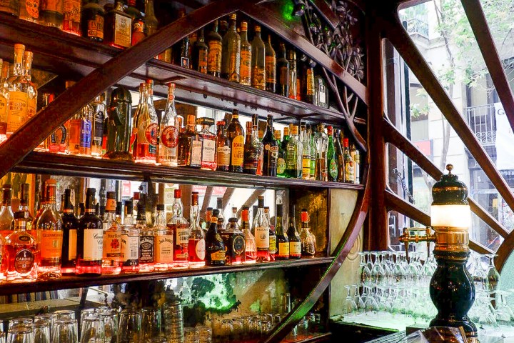 Bottles of alcohol at Centric Bar in Barcelona