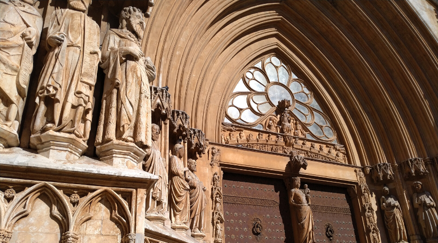 a close up of a church