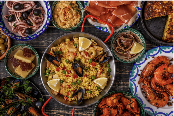 a bowl filled with different types of food on a table